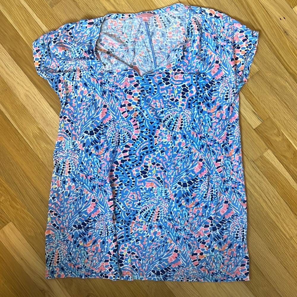Lilly Pulitzer Duvall linen dress in multi TicTac tile all over